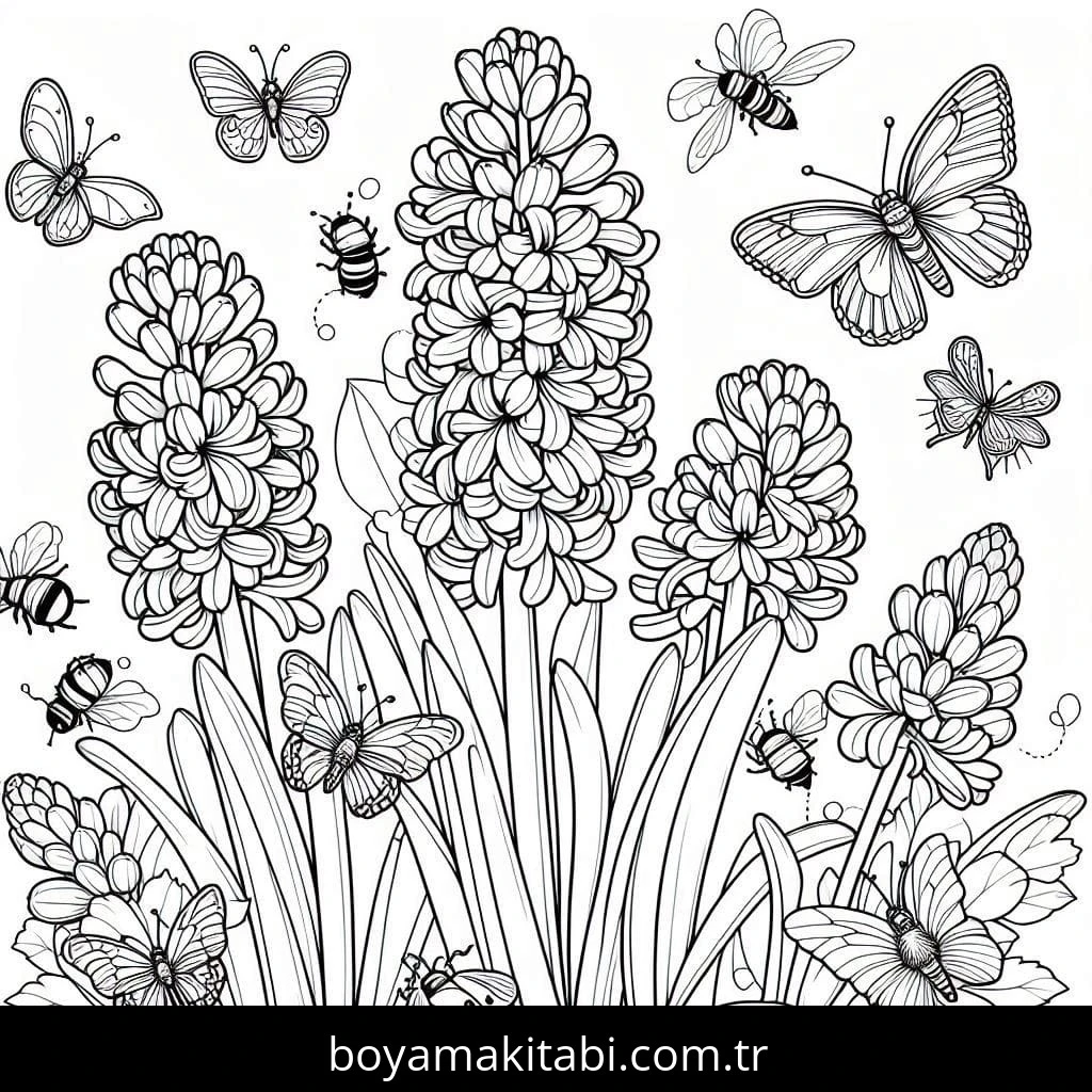 Sümbül boyama sayfası – boyama çalışması, yaratıcılığı geliştirir