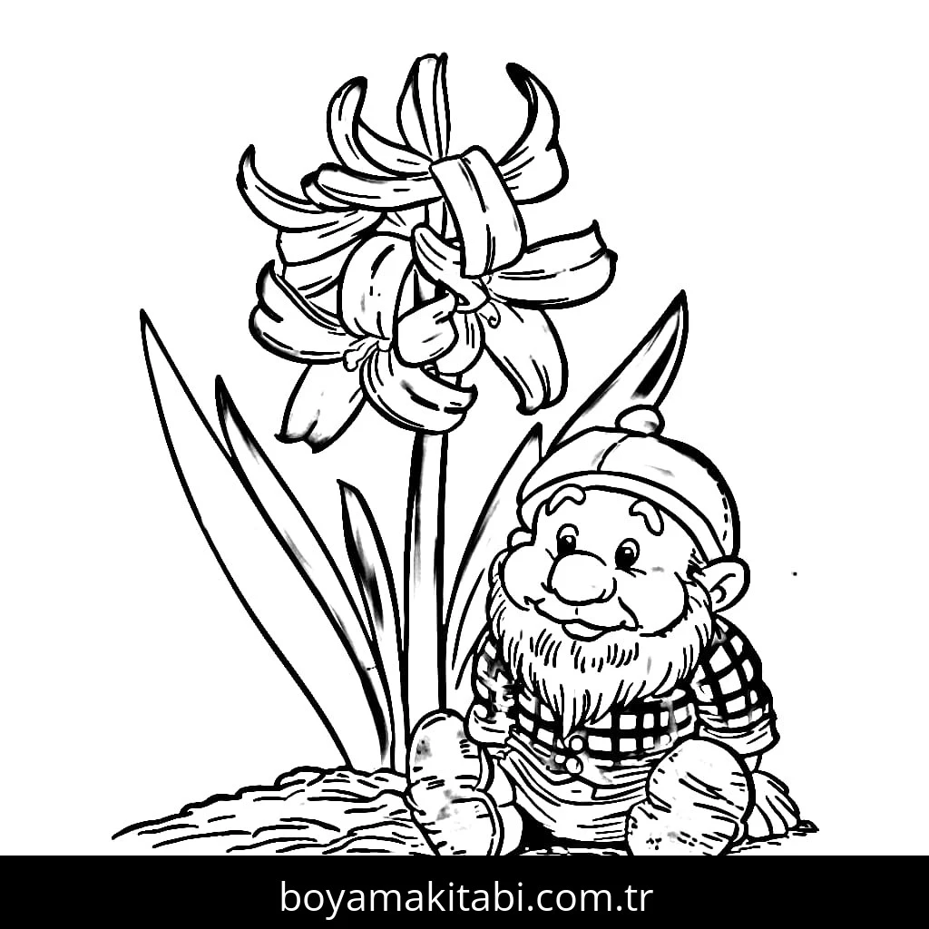 Sümbül boyama sayfası – PDF indir, sevimli karakter
