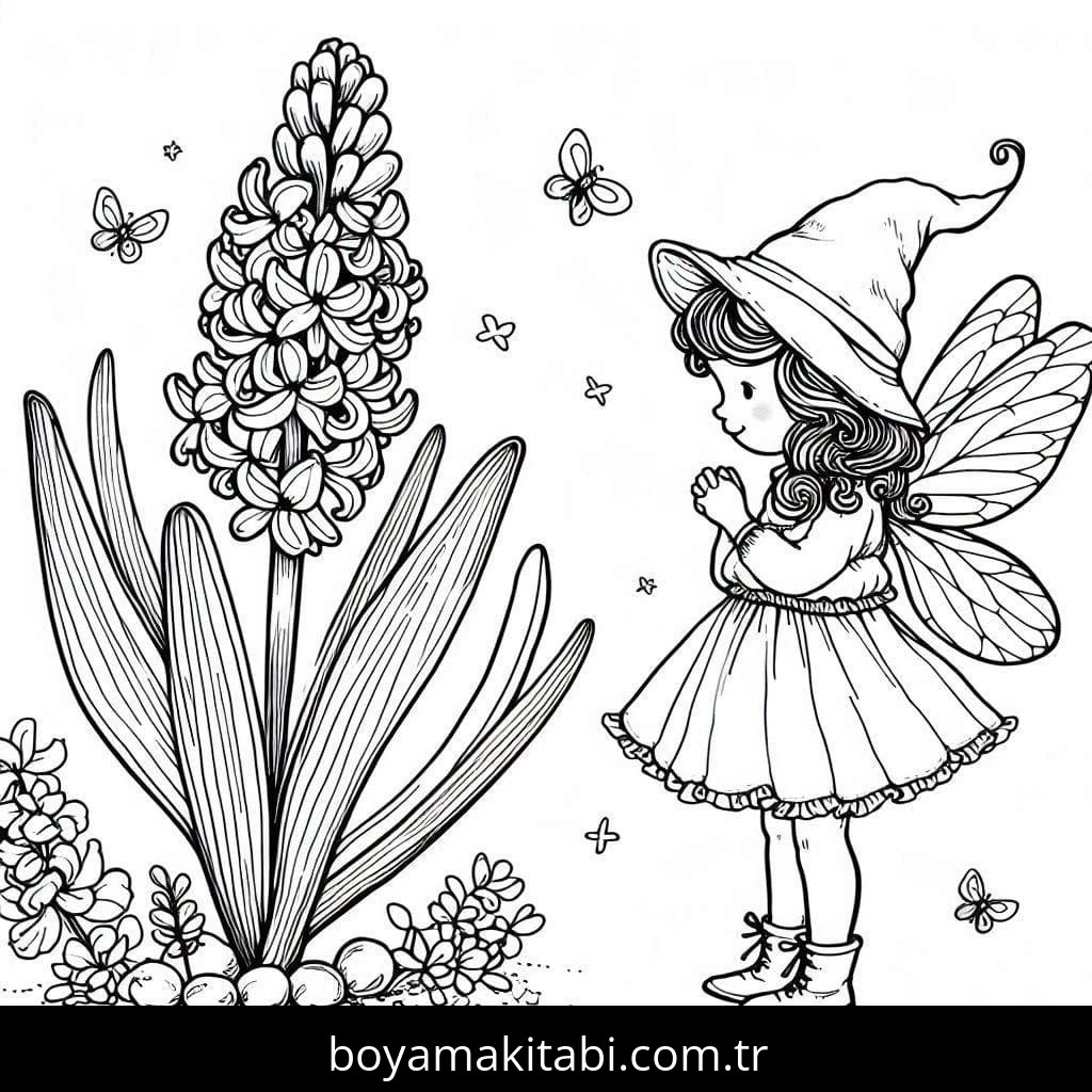 Sümbül boyama sayfası – eğlenceli etkinlik, el becerilerini geliştirir