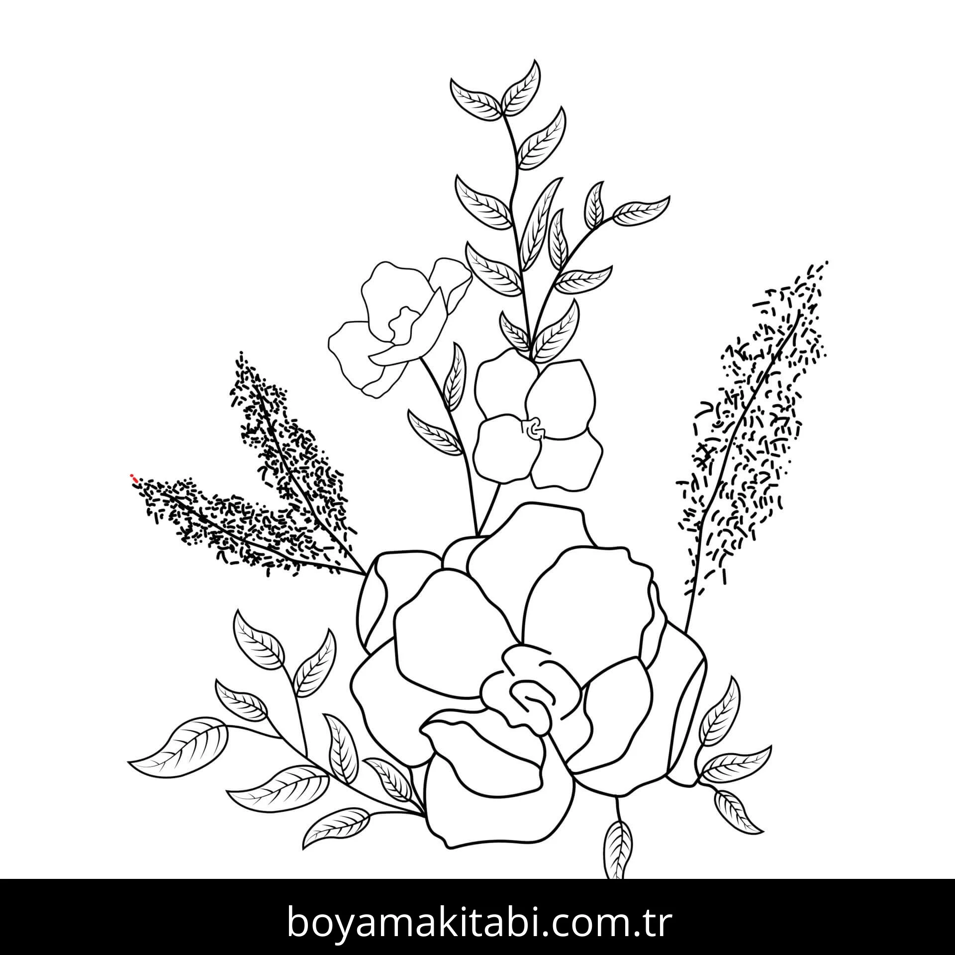 Gül boyama sayfası – kolay boyama, eğitici aktivite