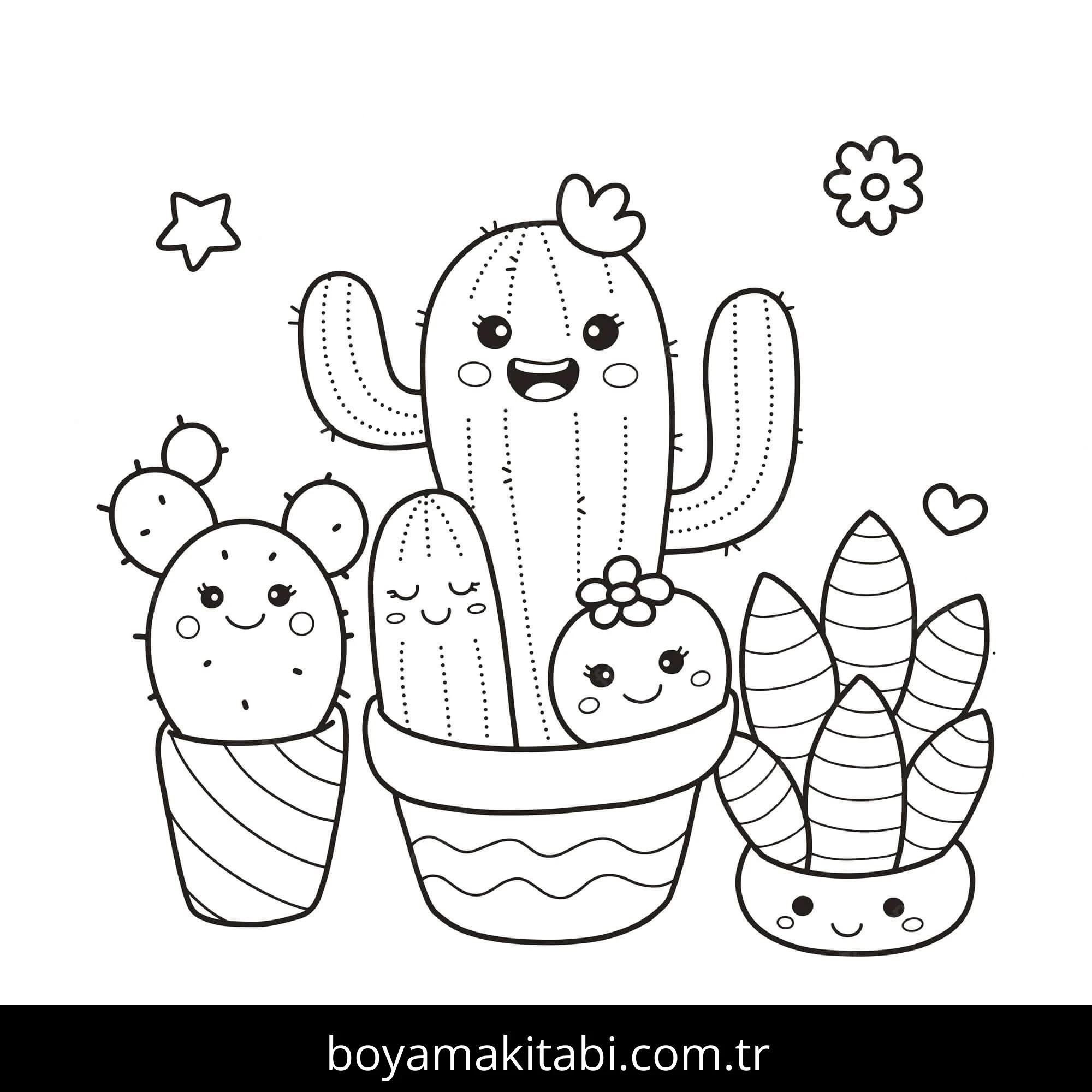 Kaktüs boyama sayfası #51 – sınıf etkinliği, kolay indirilebilir