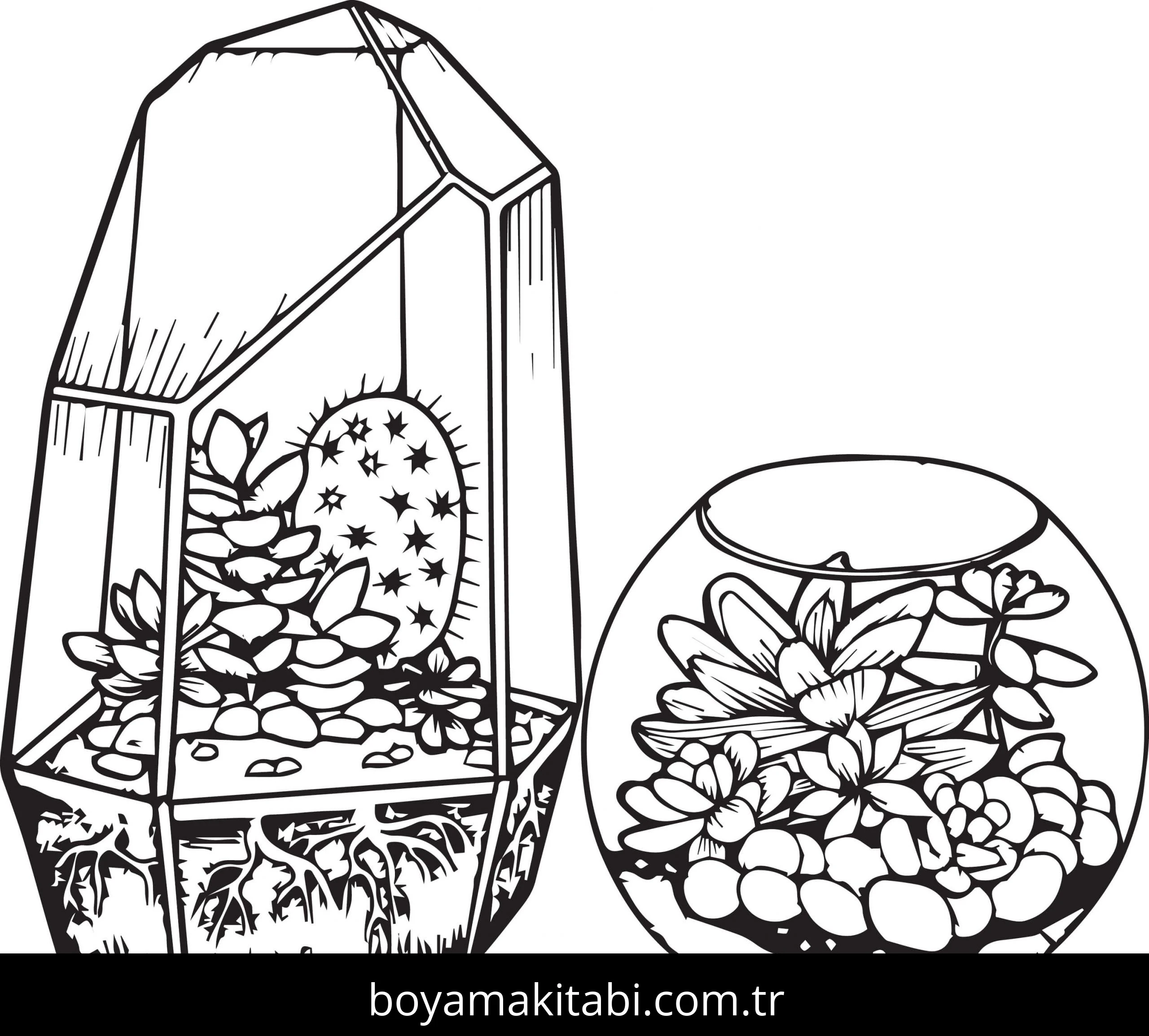 Kaktüs boyama sayfası #72 – okul öncesi, evde etkinlik