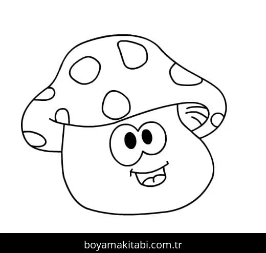 Mantar boyama sayfası – sevimli karakter, sanatsal çalışma