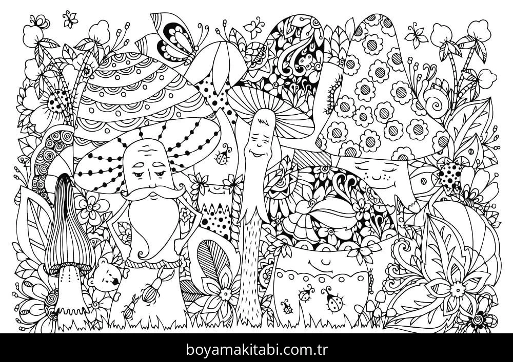 Mantar boyama sayfası – yaratıcılık, eğlenceli etkinlik