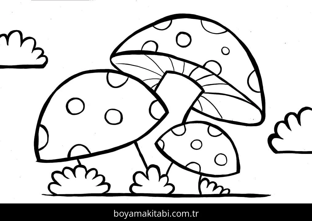 Mantar boyama sayfası – PDF indir, sevimli karakter