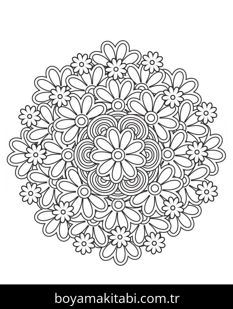 Mandala boyama sayfası – keyifli zaman, renkli çizimler
