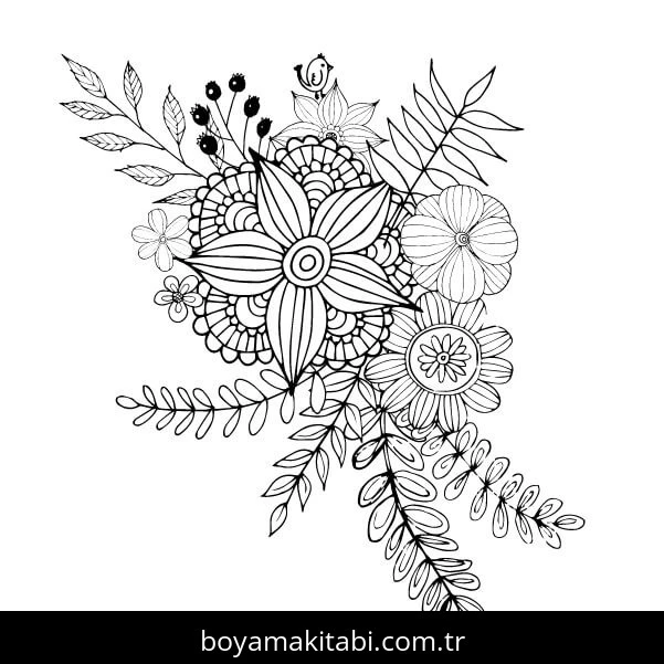 Çiçek boyama sayfası #509 – mürekkep tasarrufu sağlar, PDF indir