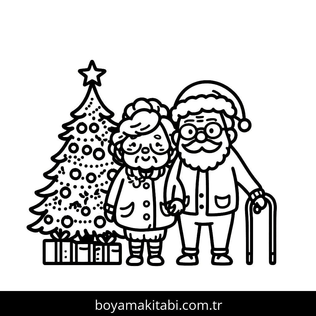 Büyükanne ve Büyükbaba boyama sayfası – eğlenceli etkinlik, el becerilerini geliştirir