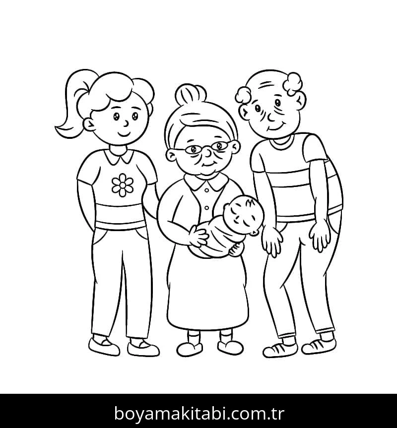 Büyükanne boyama sayfası – el becerilerini geliştirir, boyama çalışması