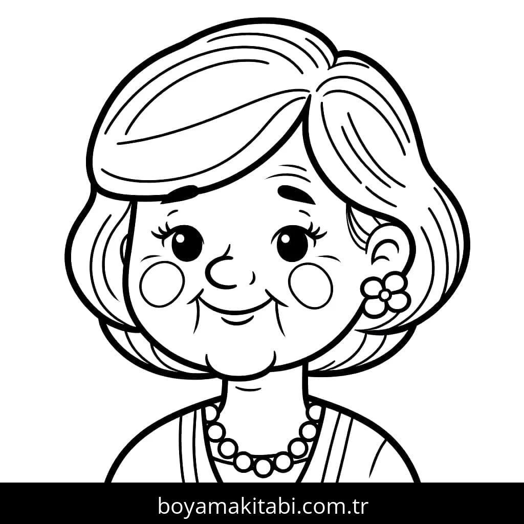 Büyükanne boyama sayfası – okul öncesi, evde etkinlik
