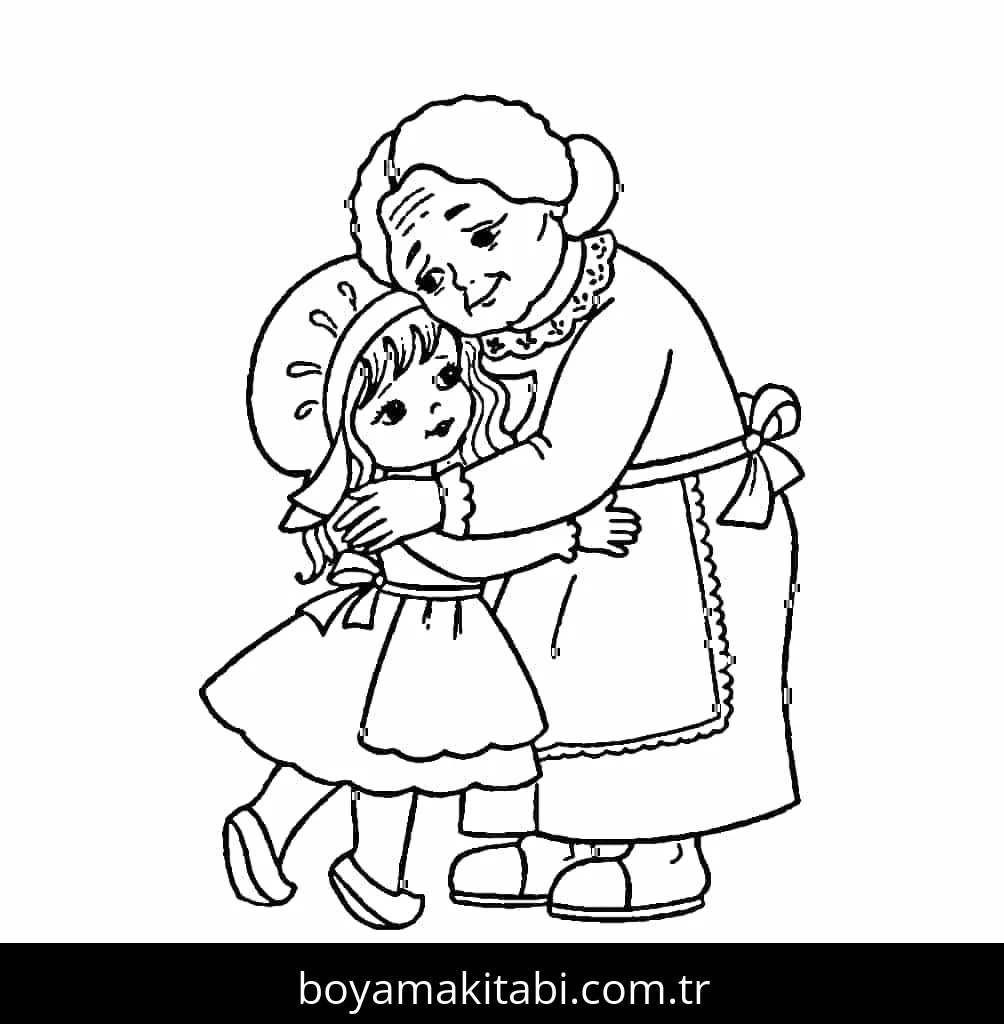 Büyükanne boyama sayfası – boyama çalışması, yaratıcılığı geliştirir