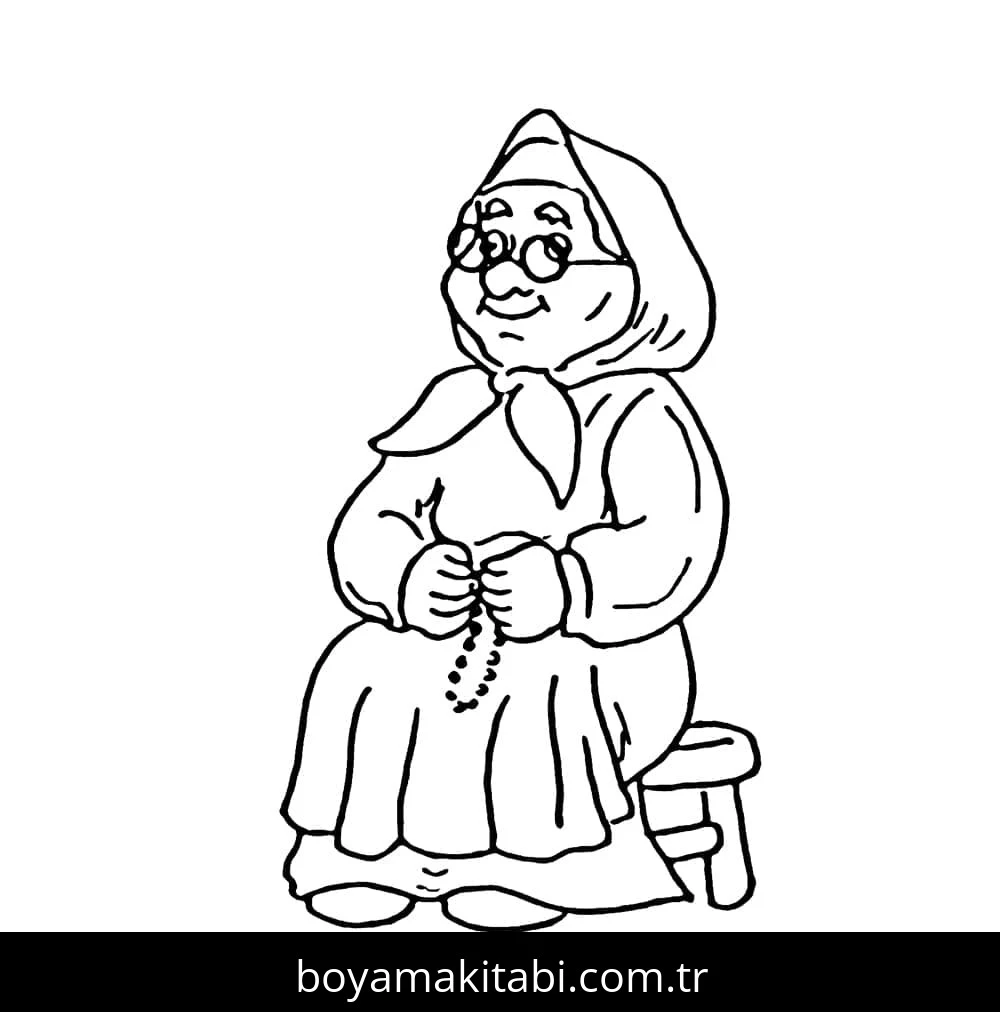 Büyükanne boyama sayfası – eğitici aktivite, yaratıcılık