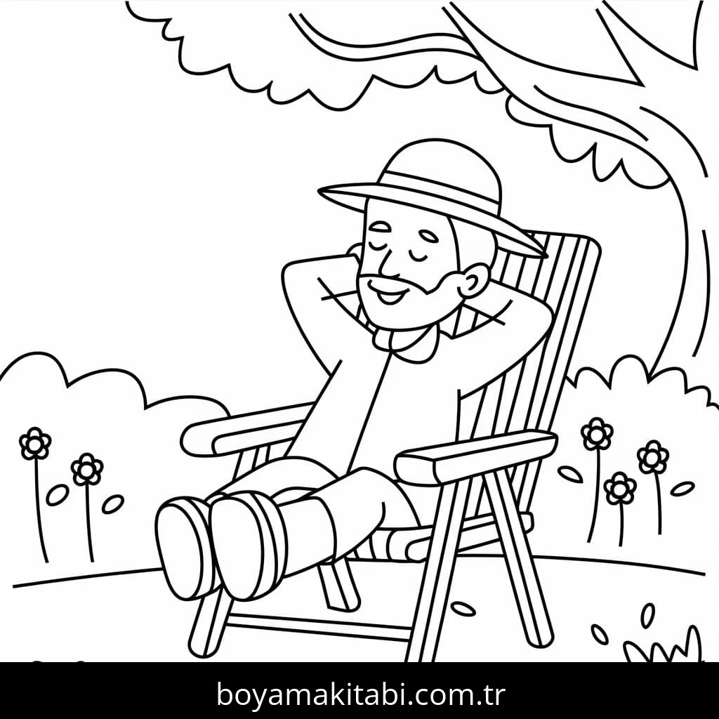 Büyükbaba boyama sayfası – çocuk aktivitesi, PDF indir