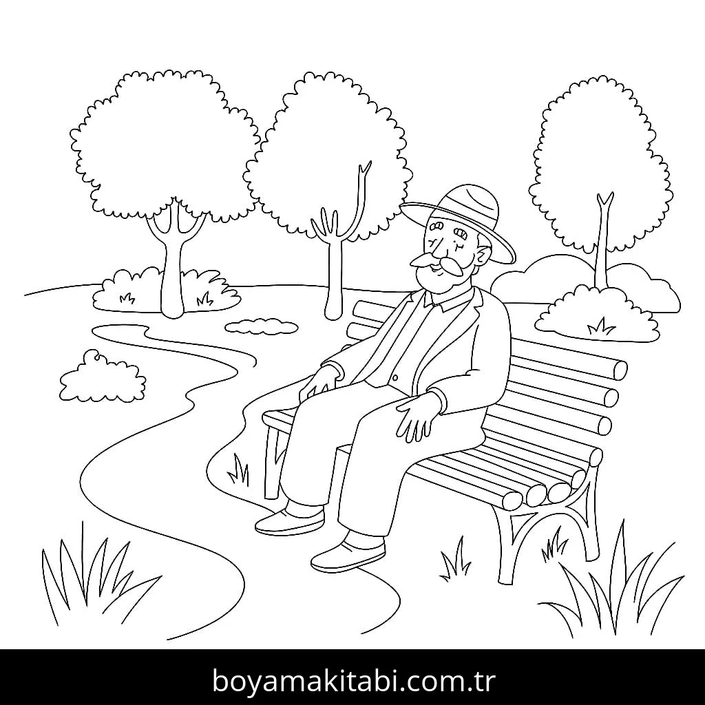 Büyükbaba boyama sayfası – yaratıcılık, eğlenceli etkinlik