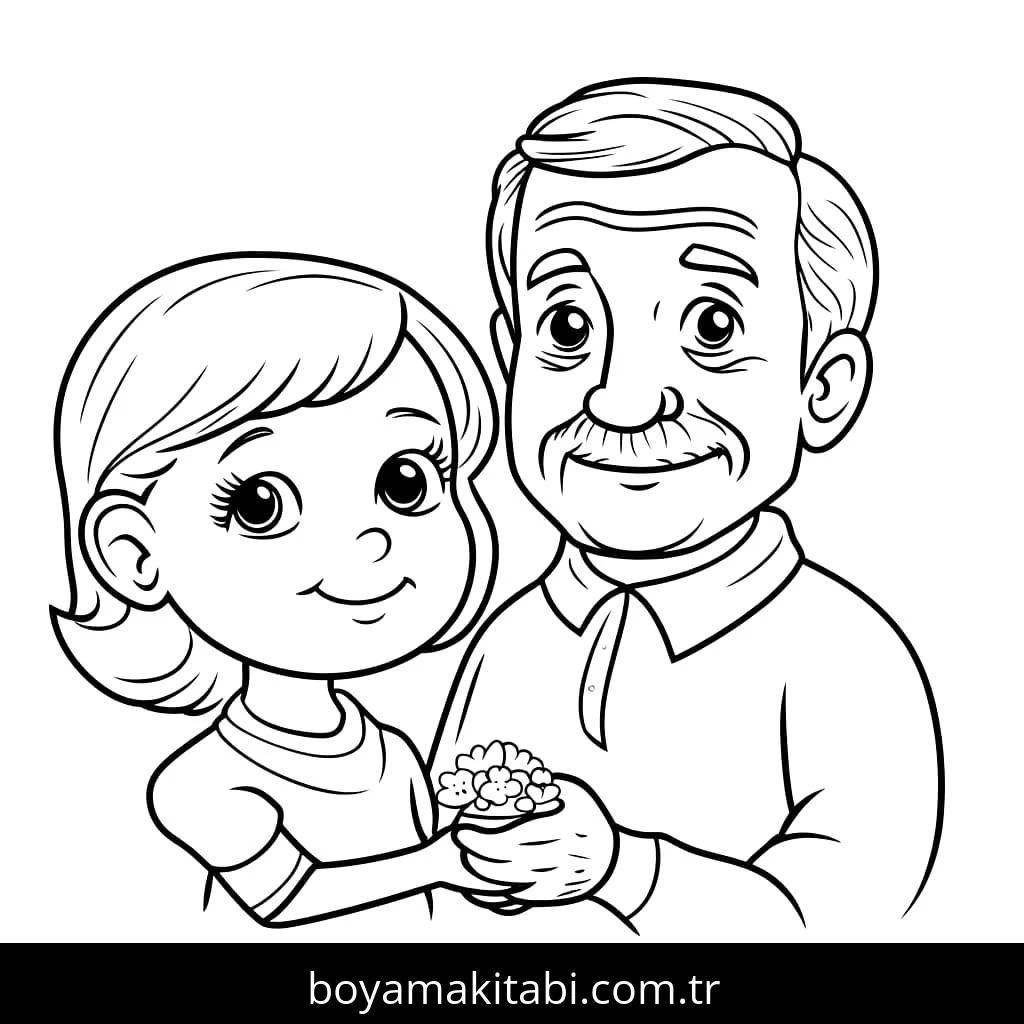 Büyükbaba boyama sayfası – çocuklar için, çizgi film temalı