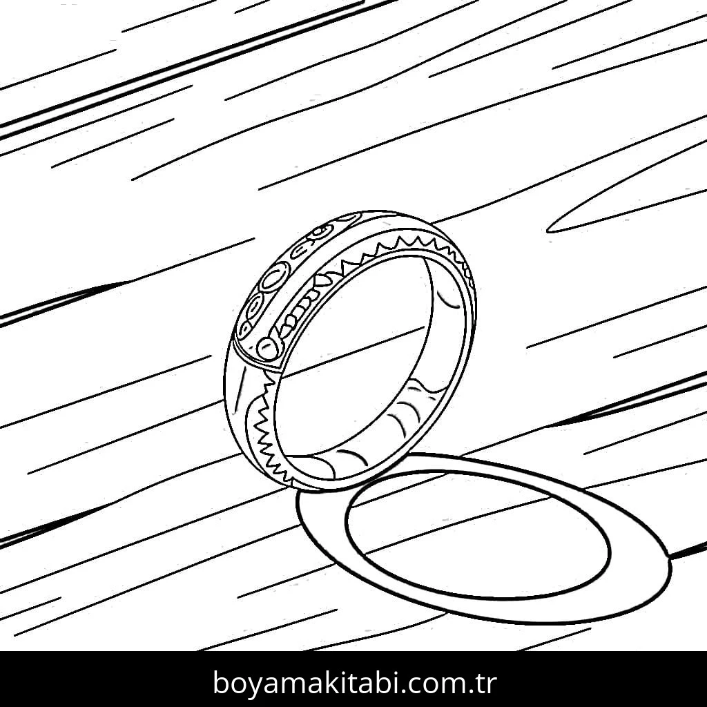 Yüzük boyama sayfası – basit çizim, kolay boyama