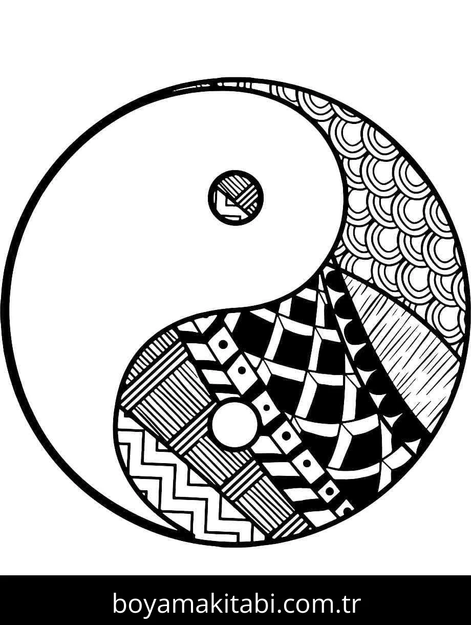 Yin Yang boyama sayfası – yaratıcılığı geliştirir, keyifli zaman