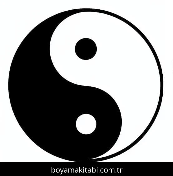 Yin Yang boyama sayfası – okul öncesi, evde etkinlik