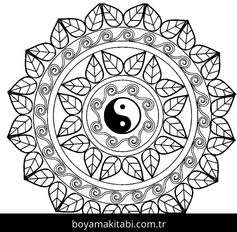 Yin Yang boyama sayfası – ücretsiz yazdır, boyama etkinliği