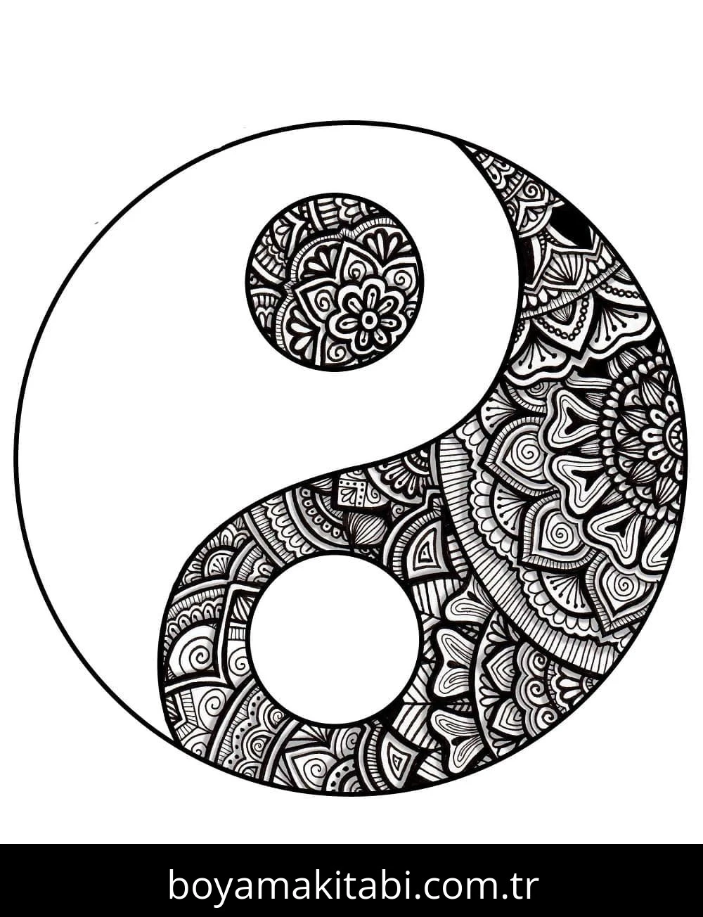 Yin Yang boyama sayfası – PDF indir, sevimli karakter