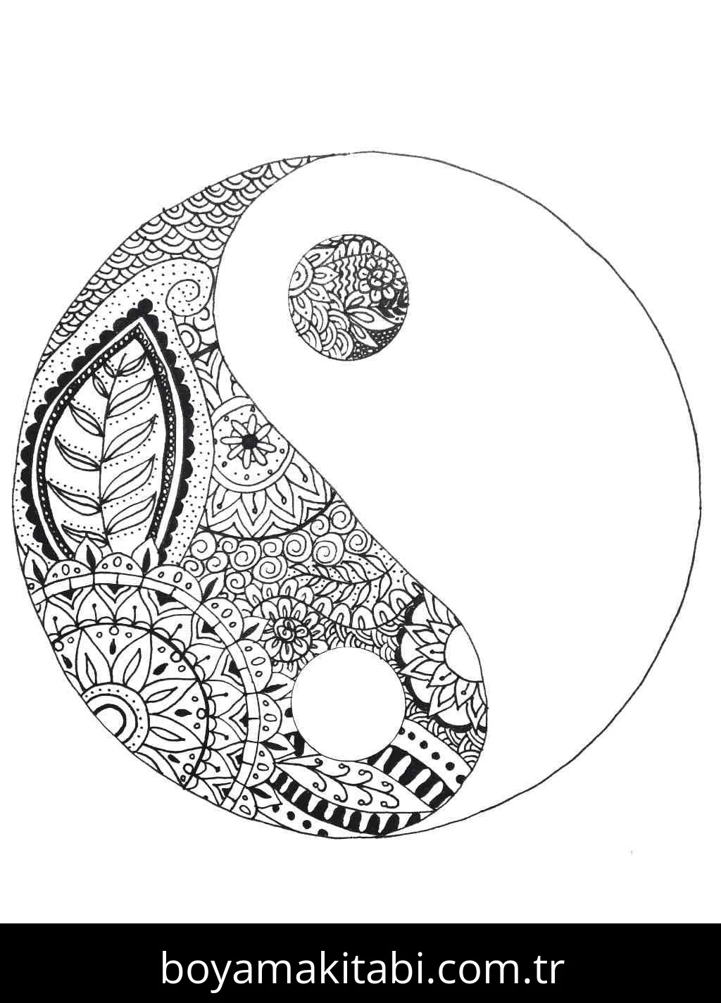 Yin Yang boyama sayfası – eğitici aktivite, yaratıcılık