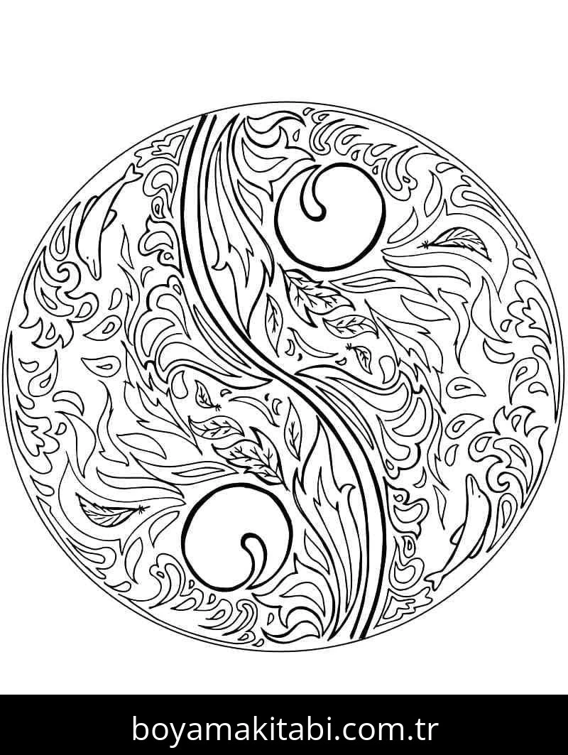 Yin Yang boyama sayfası – el becerilerini geliştirir, boyama çalışması