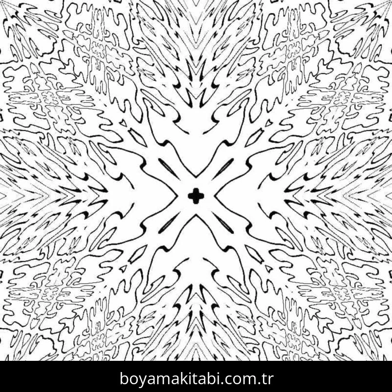 Soyut boyama sayfası – PDF indir, sevimli karakter