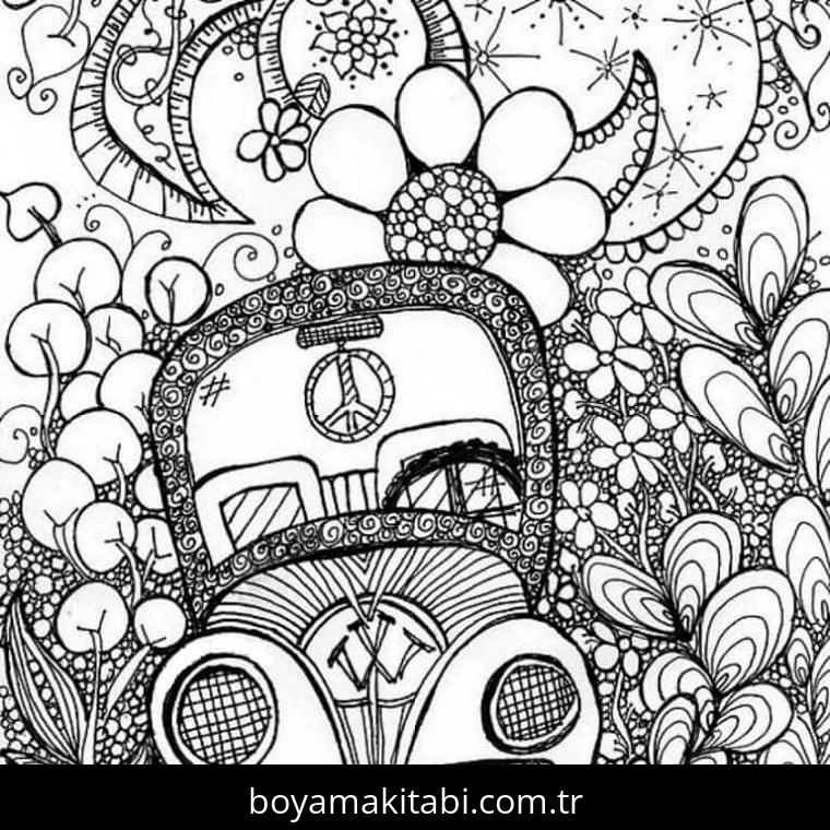 Soyut boyama sayfası – el becerilerini geliştirir, boyama çalışması