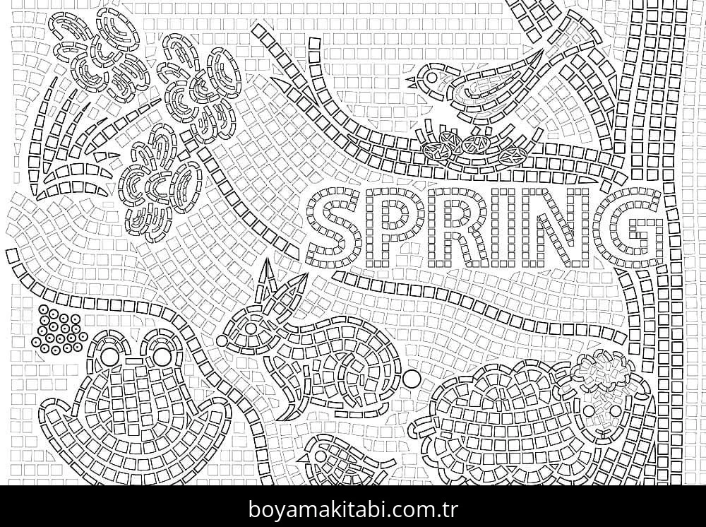 Mozaik boyama sayfası – boyama etkinliği, çocuk aktivitesi