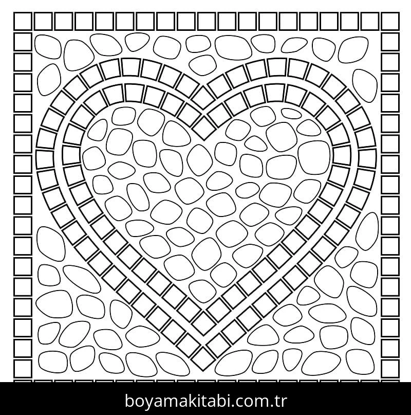 Mozaik boyama sayfası – sevimli karakter, sanatsal çalışma