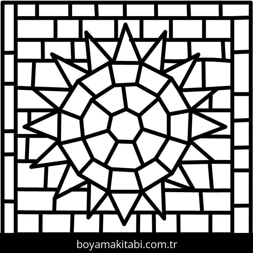 Mozaik boyama sayfası – basit çizim, kolay boyama