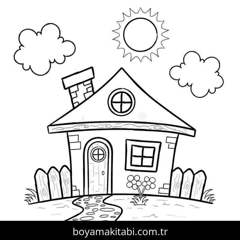 Evler boyama sayfası – evde etkinlik, ücretsiz yazdır