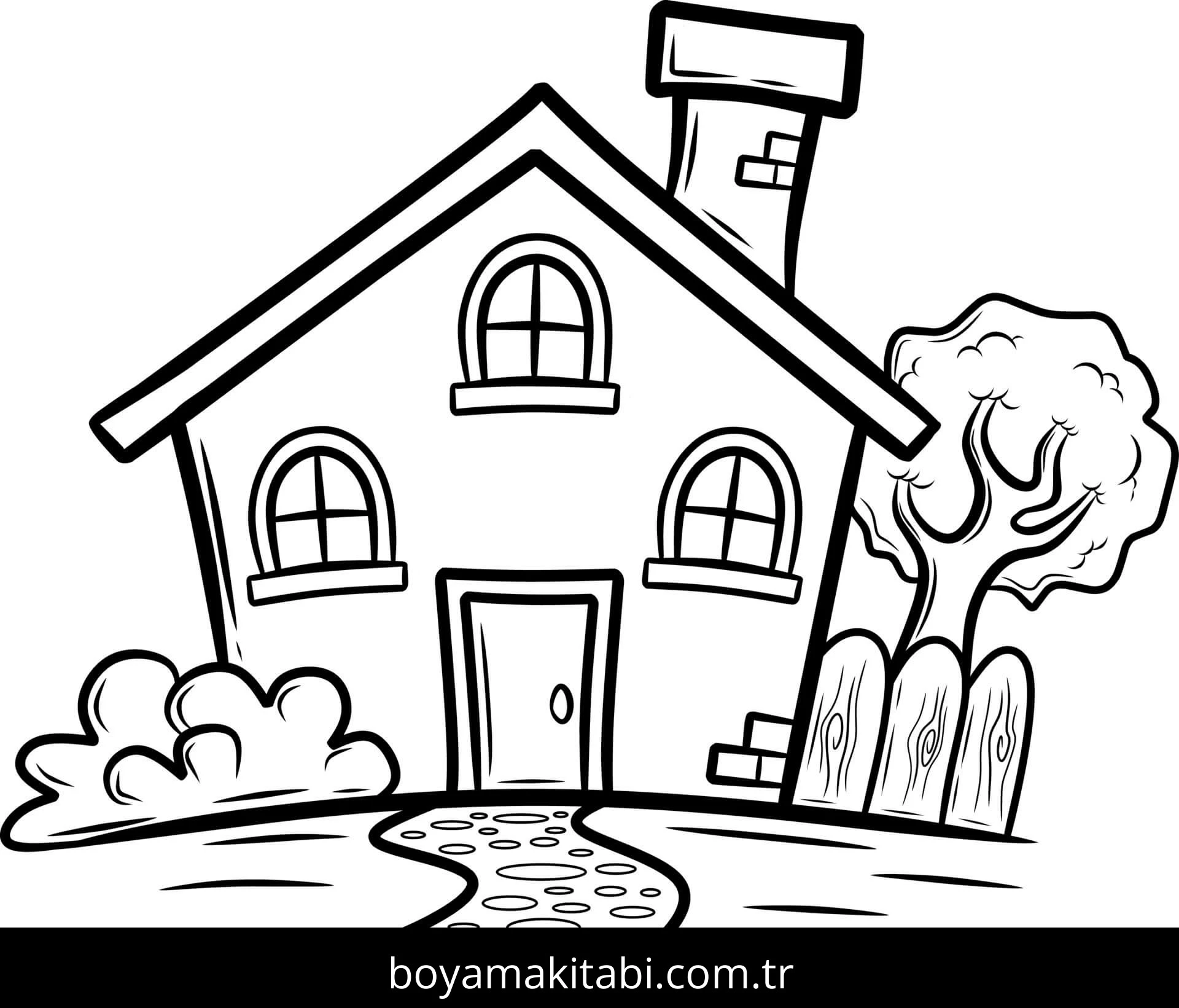 Evler boyama sayfası – boyama çalışması, yaratıcılığı geliştirir