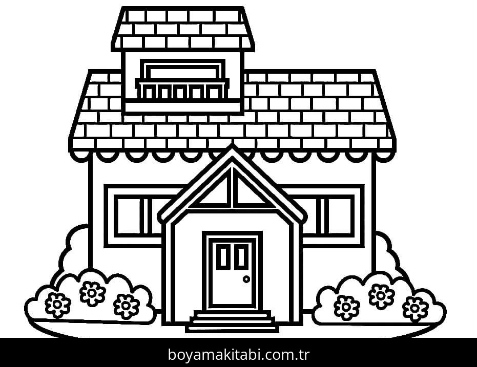 Evler boyama sayfası – sanatsal çalışma, çocuklar için