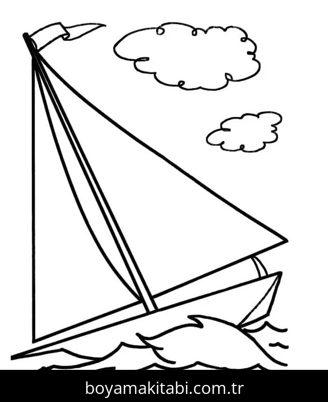 Gemi boyama sayfası – PDF indir, sevimli karakter