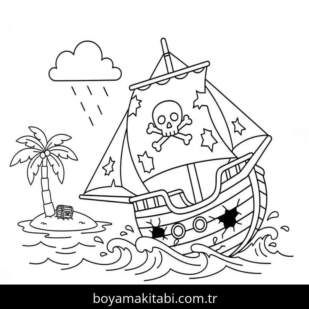 Gemi boyama sayfası – okul öncesi, evde etkinlik