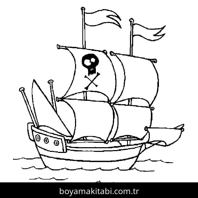 Gemi boyama sayfası – yaratıcılık, eğlenceli etkinlik