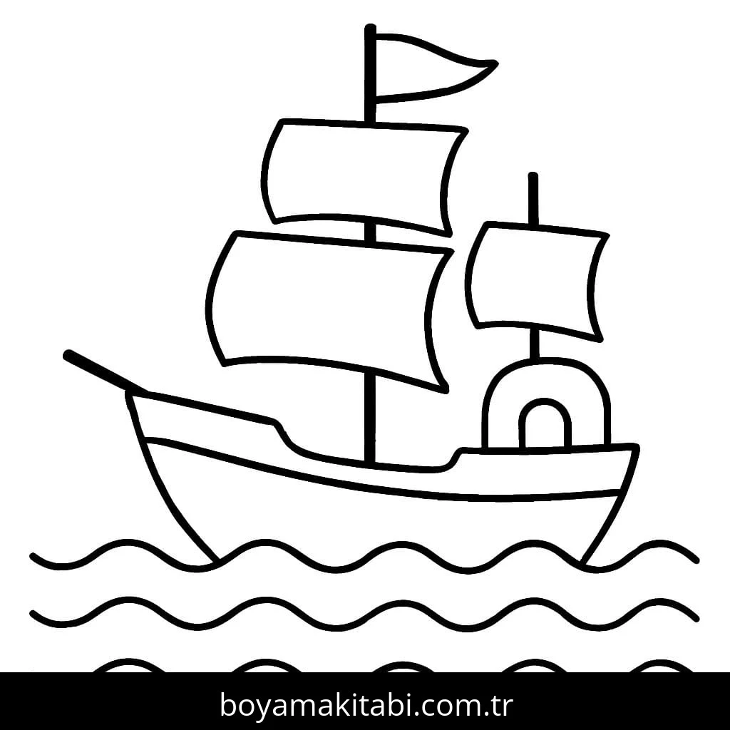 Gemi boyama sayfası – okul öncesi, evde etkinlik