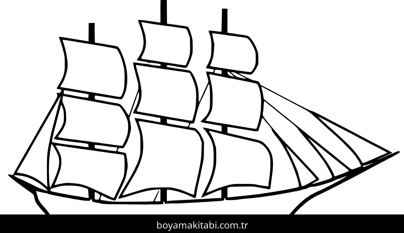 Gemi boyama sayfası – keyifli zaman, renkli çizimler