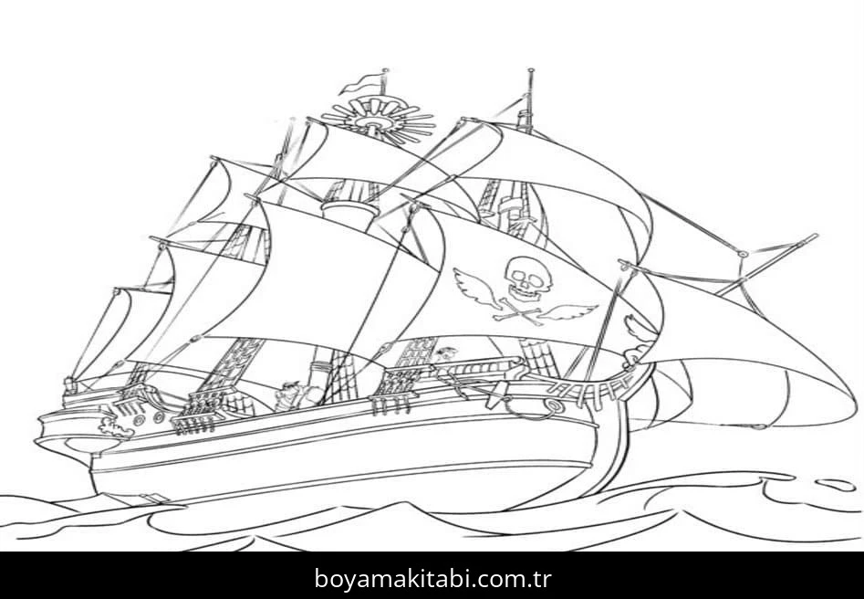 Gemi boyama sayfası – boyama çalışması, yaratıcılığı geliştirir