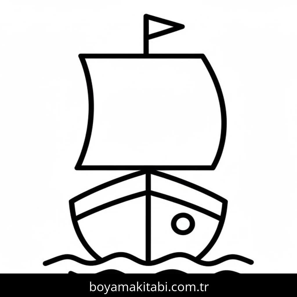 Gemi boyama sayfası – PDF indir, sevimli karakter