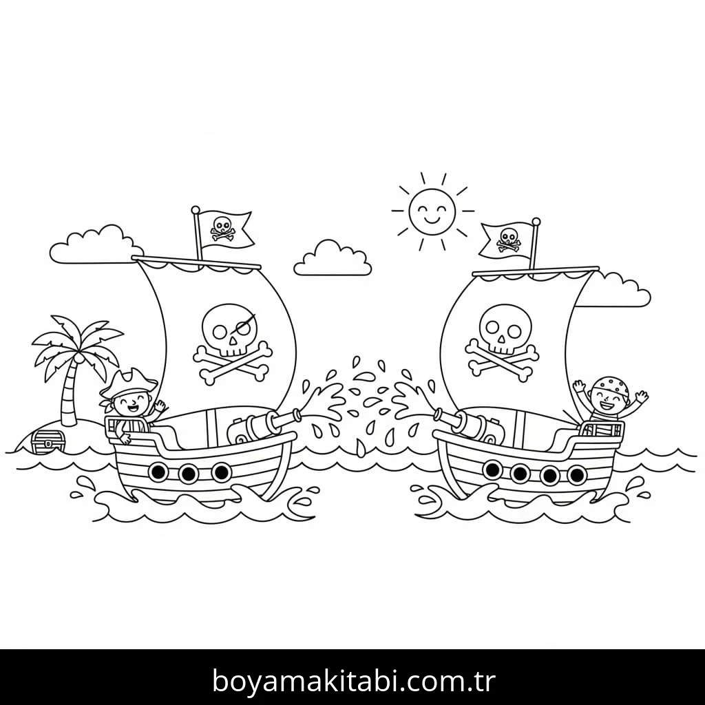 Gemi boyama sayfası – boyama çalışması, yaratıcılığı geliştirir