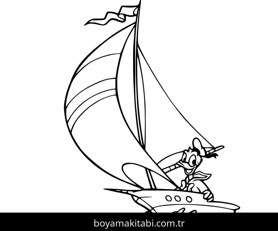 Gemi boyama sayfası – PDF indir, sevimli karakter