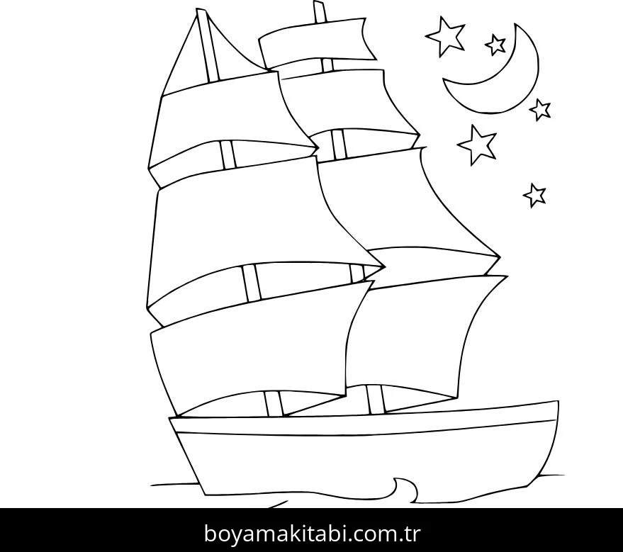 Gemi boyama sayfası – sevimli karakter, sanatsal çalışma