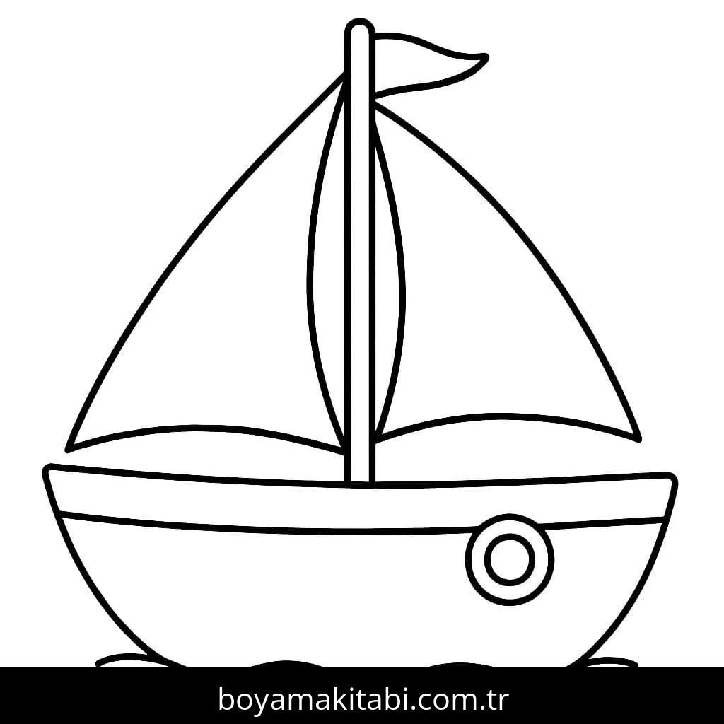 Gemi boyama sayfası – keyifli zaman, renkli çizimler