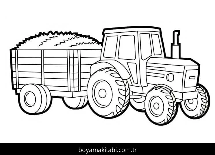 Traktör boyama sayfası – basit çizim, kolay boyama