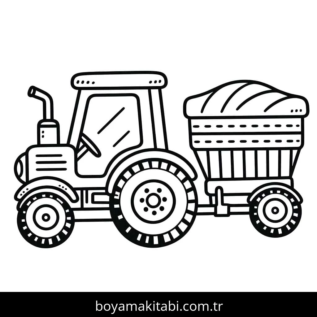 Traktör boyama sayfası – renkli çizimler, okul öncesi