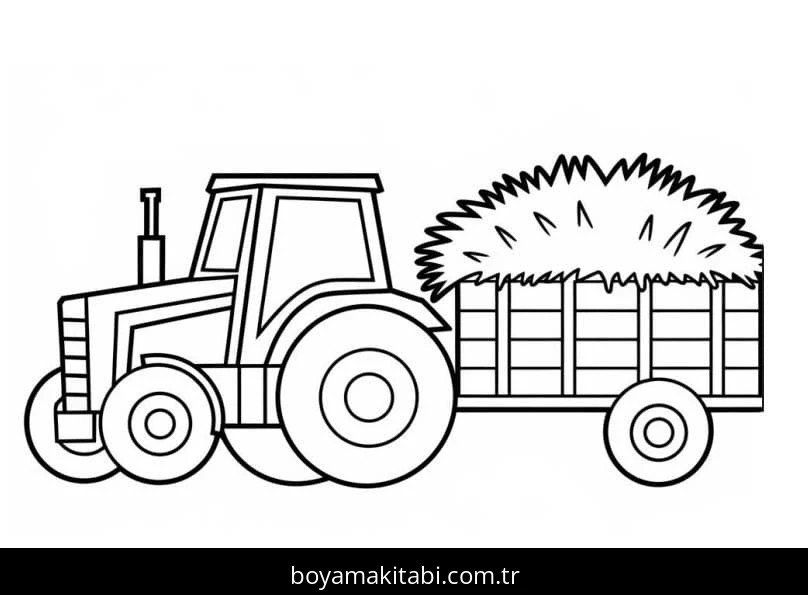 Traktör boyama sayfası – çocuklar için, çizgi film temalı