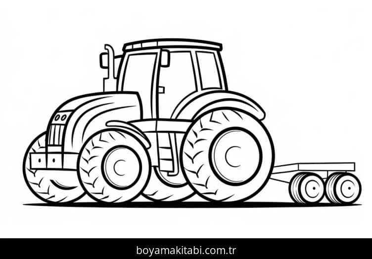 Traktör boyama sayfası – eğlenceli etkinlik, el becerilerini geliştirir
