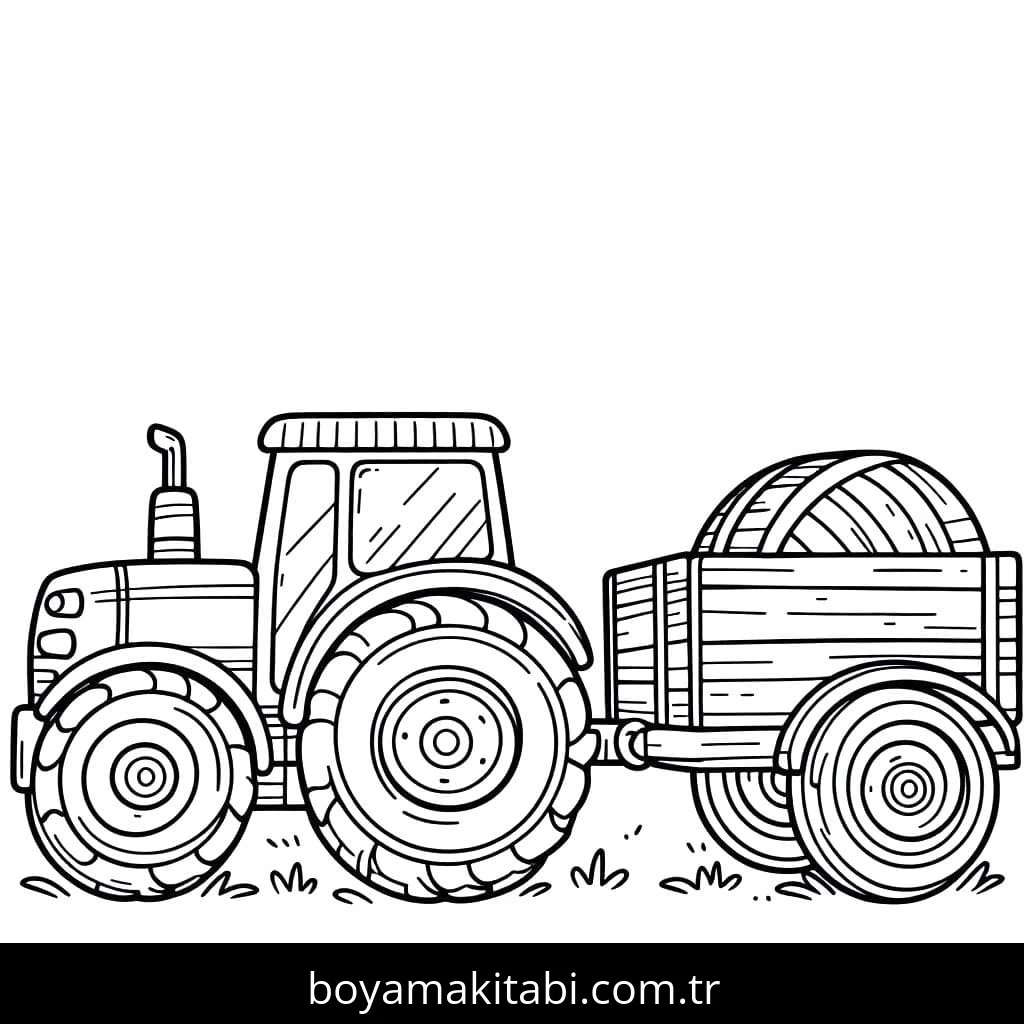 Traktör boyama sayfası – boyama etkinliği, çocuk aktivitesi